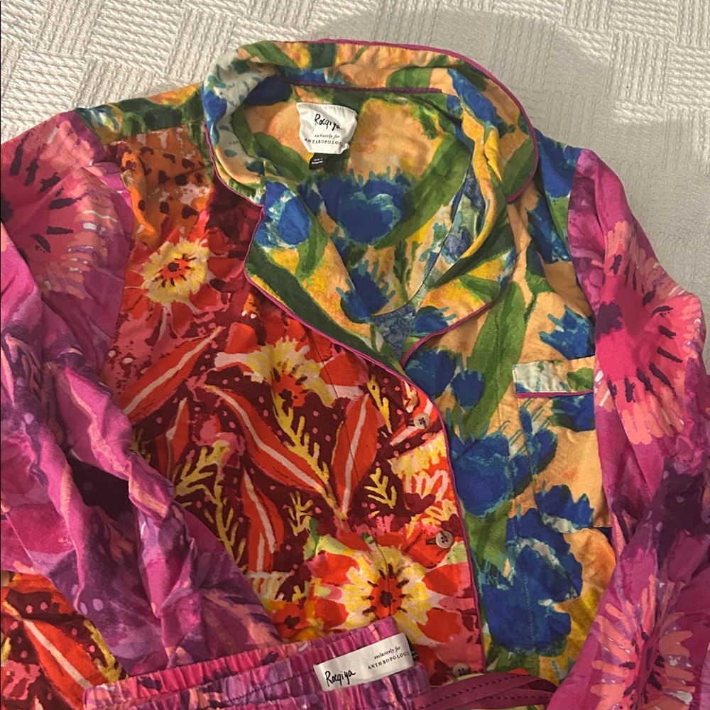 Anthropologie Vibrant Floral Pajama Set